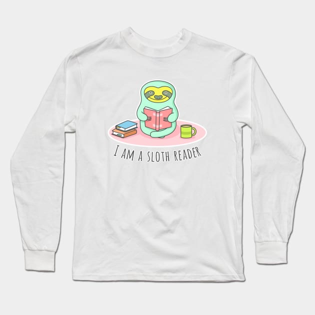 Reading Sloth Long Sleeve T-Shirt by sombrasblancas